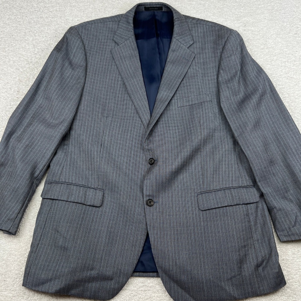 Lauren Ralph Lauren 46R Silk Wool Blazer Grey Micro Check 2Btn Sport Coat